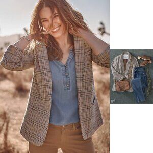 J. Jill Plaid Blazer in Tan and Black